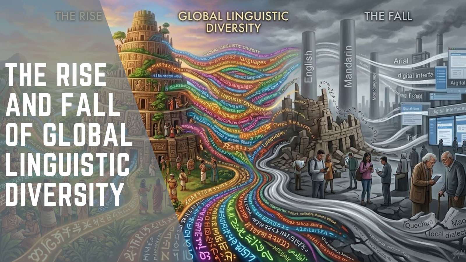 Global linguistic diversity rise and fall